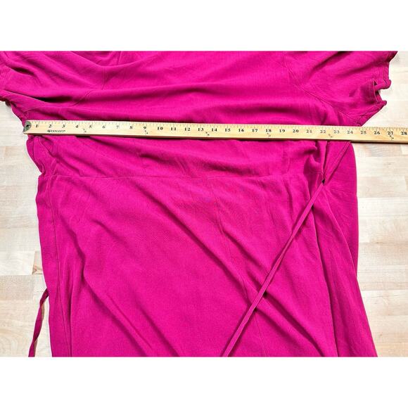 Old Navy Wrap Dress 3X Flutter Sleeve Midi Pink Stretch Barbiecore - Picture 5 of 7